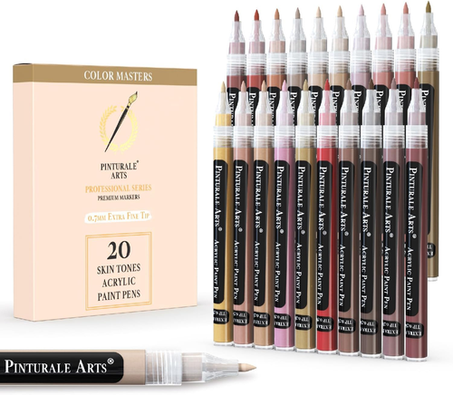 ® Acrylic Paint Markers Skin Tone | Set 20 Skin Tone Paint Markers Fine Tip 0,7M - Picture 1 of 12