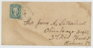 Mr Fancy Cancel CSA 12 HOMEMADE COVER CHARLOTTESVILLE VA TO SOLDIER IN HOSPITAL