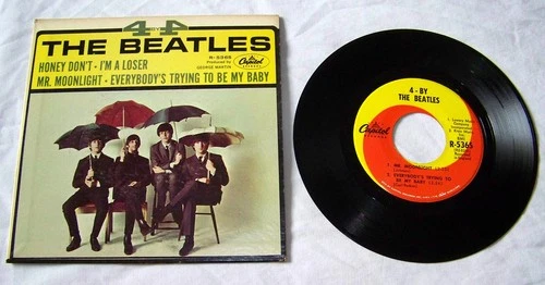 The Beatles 4 by 4 Records w/ picture sleeve - Honey Don't/ Mr. Moonlight - 45
