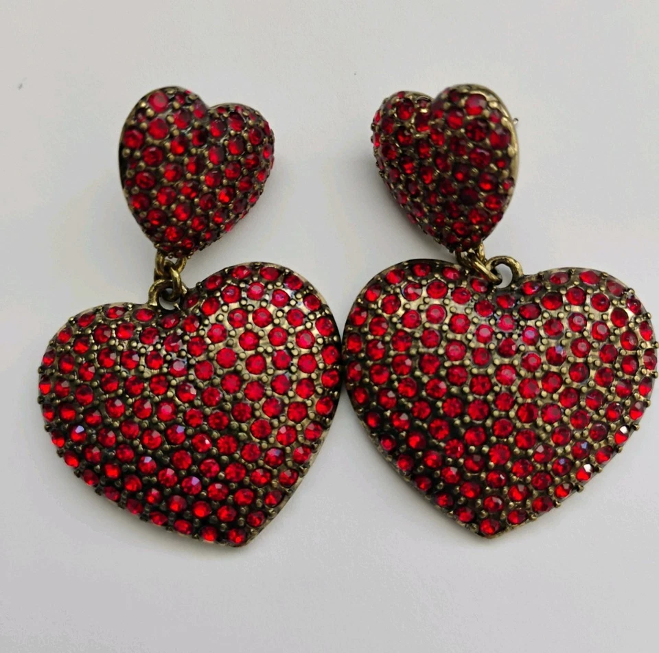 Pendientes de cristal rojo en forma de corazón Heidi Daus nuevos sin etiquetas Foto 4 de 4