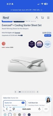 Rest Evercool 3 Piece Cooling Sheet Set Cali King Snow Ivory REST-ISS02CK OPEN