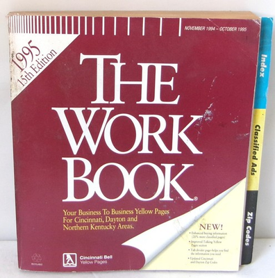 #ad 1995 The Work Book Yellow Pages Cincinnati Dayton Northern Kentucky Directory $39.99