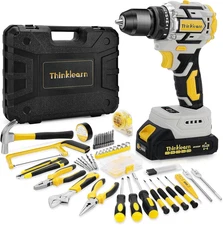119 Pcs Cordless Drill Tool Kit Set; 20V Brushless Power with Yellow