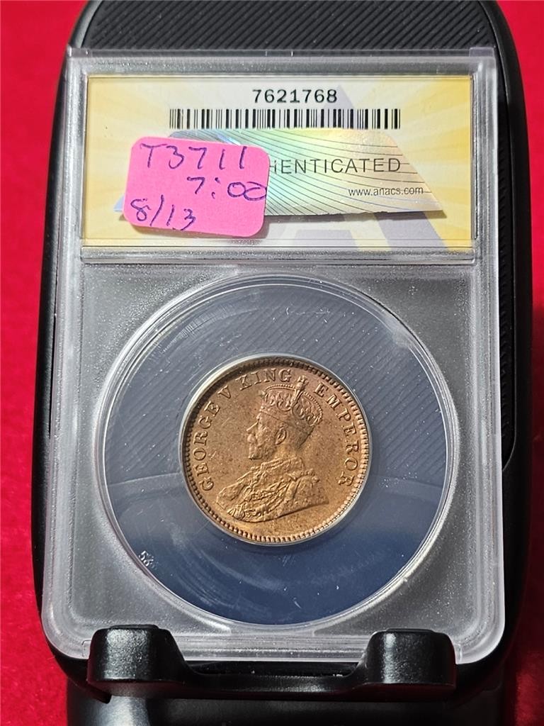 1934 INDIA 1/4 ANNA BRITISH INDIA ANACS MS 63RB #T3711 | eBay