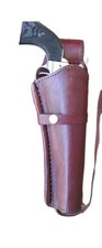 Western Gun Holster 8" Long Barrel Right Handed Burgundy Smooth Genuine Leather