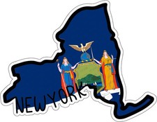 State of New York Flag Map Sticker Decal USA New York State