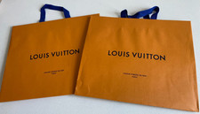 2 LOUIS VUITTON 16  x 13  X 6.5" Authentic Paper Gift Shopping Bag Med Tote Orange