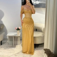 Elegant Mermaid Evening Gown Off Shoulder Women's Luxurious Pleated Ball Dress