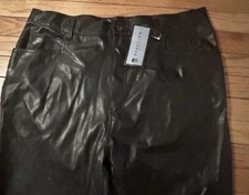 NWT Kenneth Cole Men  s Faux Vegan Leather Black 5 Pocket Pants 38/34 New