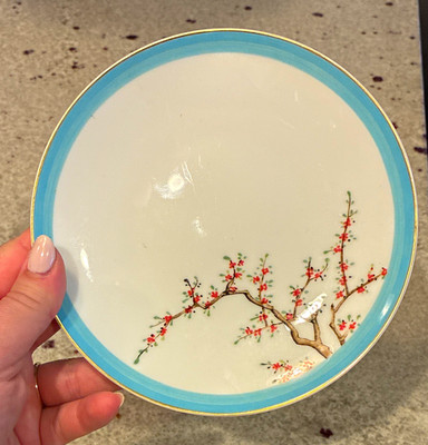 Raynaud Jardin Céleste Porcelain Plate Blue Rim Floral, Dishwasher Safe Limoges