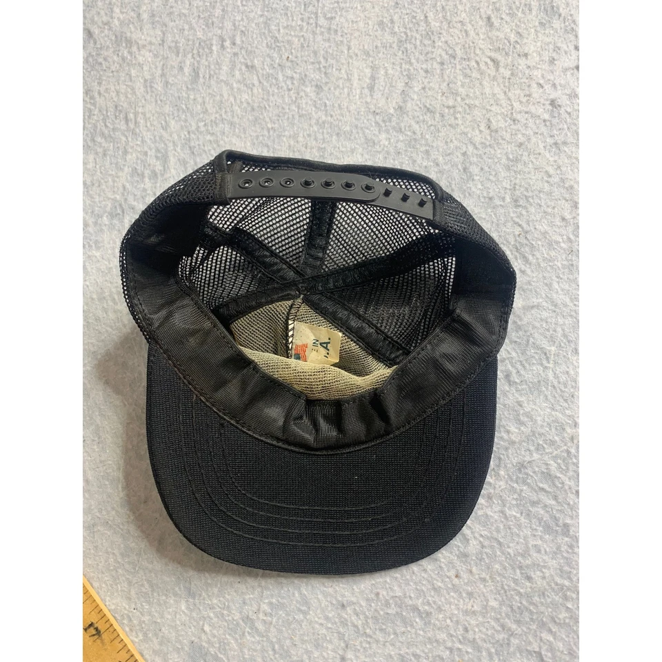 Vintage 80s Black Trucker Hat Eagle Ride Live to Ride USA Made Harley davidson - Image 2 of 4