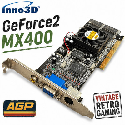 Inno3D Tornado GeForce2 MX400 64MB AGP VGA TV Out Vintage XP Card