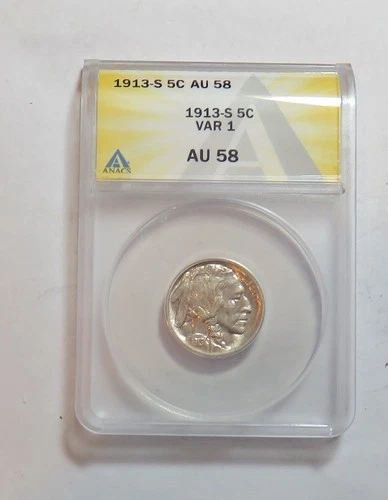 1913 S VAR 1 BUFFALO NICKEL AU58 ANACS