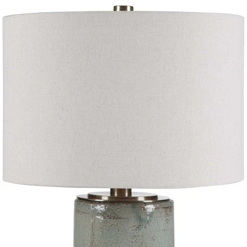 UTTERMOST 28333 CALLAIS CRACKLE AQUA BLUE GLAZE RUSTIC BRONZE CERAMIC TABLE LAMP - Picture 4 of 8