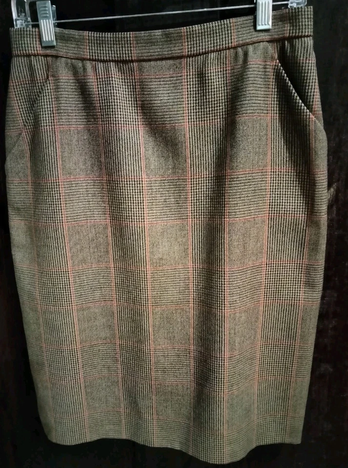 Falda lápiz vintage de lana a cuadros Burberry años 90 talla 10