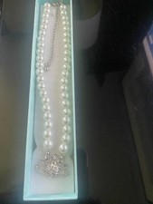 Saturn Pearl Necklace White Choker 14 inches, White, Silver