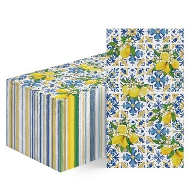 Spring Summer Disposable Paper Decorative Guest Napkins, South Italy Lemon 50