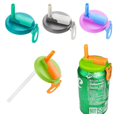 1pcs Silicone Soda Can Lid With Straw, Reusable Cover For Soda Juice Beverage UK