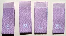 240 pcs WOVEN CLOTHING LABELS, SIZE TAGS S, M, L, XL - PURPLE (60pcs each)