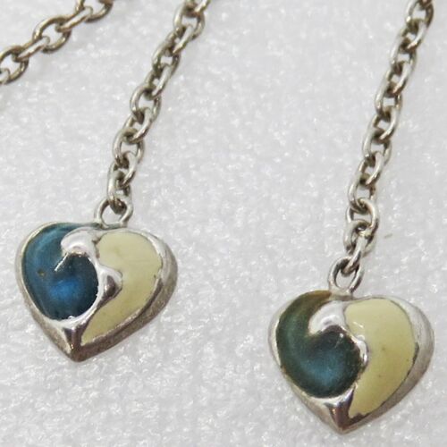 Pendientes de cadena de corazón Yin y Yang de plata esterlina - Imagen 4 de 7