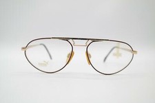 Vintage Puma MP 668 Gold Burgundy Multicolor Oval Glasses Frame NOS