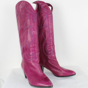 plum leather boots