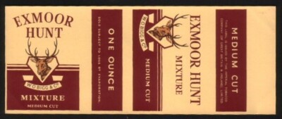 exmoor hunt tobacco Old cigarette tobacco packet Label Exmoor Hunt #868