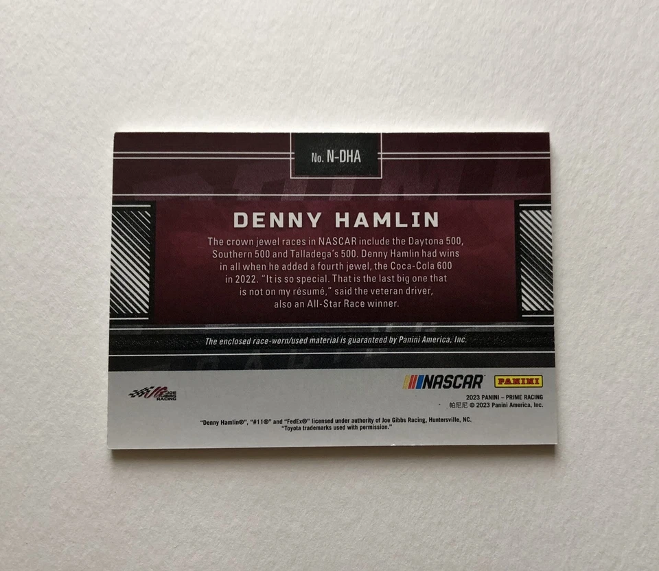 2023 Panini Prime Racing DENNY HAMLIN Names Sheet Metal /99 - Image 3 of 3