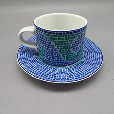 DANSK Intl Designs Mosaic Tile Dinnerware WAVE cup & saucer