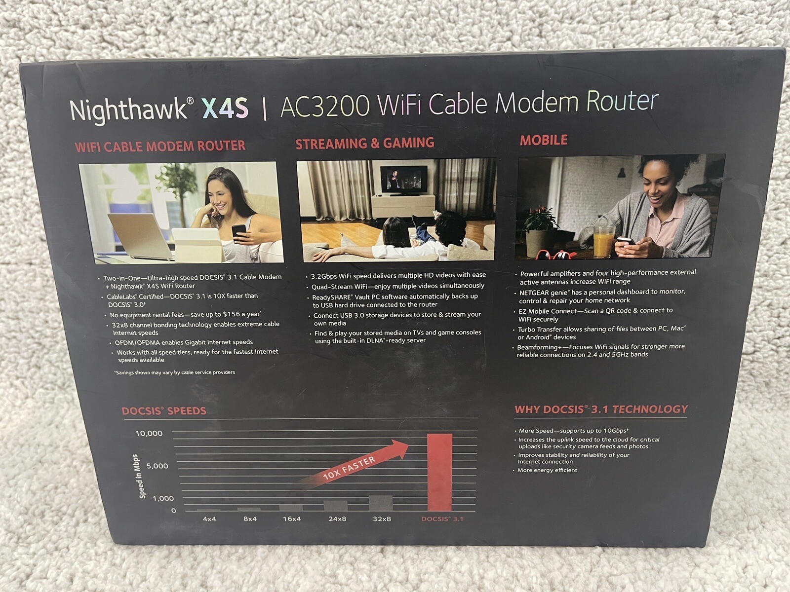 NETGEAR Nighthawk X4S DOCSIS 3.1 Cable Modem AC3200 WiFi Router C7800