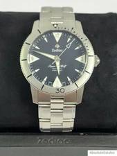 New Zodiac Super Sea Wolf 53 Skin Automatic Ltd. Ed. Silver Black Watch ZO9213