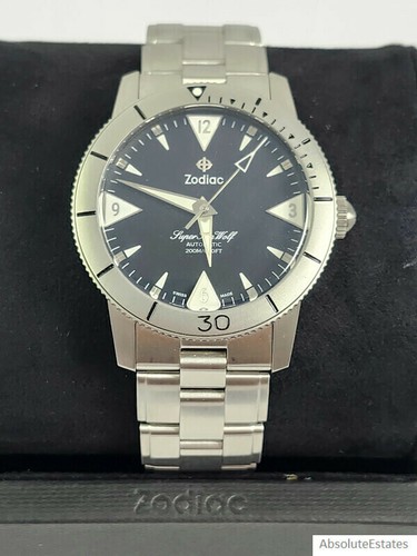 New Zodiac Super Sea Wolf 53 Skin Automatic Ltd. Ed. Silver Black Watch ZO9213
