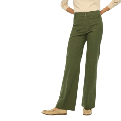 J Crew Lizzie high-rise patch-pocket wide-leg pant Womens Size 34 Petite Green