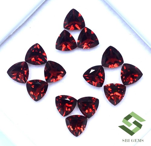 Natural Red Garnet Trillion Cut 6x6 mm Lot 10 Pcs 8.98 CTS Loose Gemstones - Picture 3 of 5