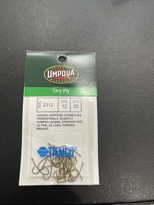 Umpqua Tiemco Dry Fly Fishing Hooks TMC 2312 Size 12 Qty 25 Bronze New