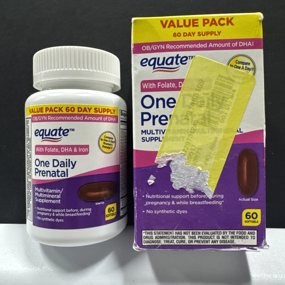 Equate One Daily Prenatal Multivitamin w/Folate,DHA,Iron 60 Day•Softgels Exp2/26 - Image 4 of 4