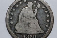 Scarce 1858-S Seated Quarter that Grades Net Very Good (Stock #: SLQ0452A)