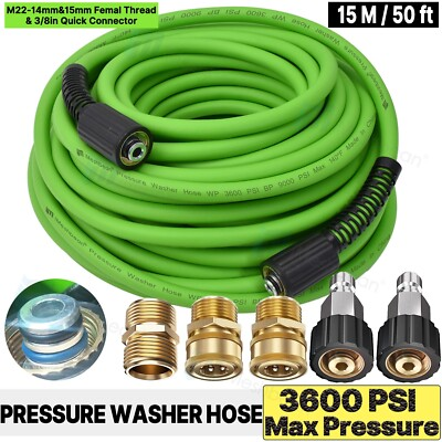 #ad Flexible 50FT 3600 PSI High Pressure Power Washer Hose M22amp;3 8quot; Quick Connection $39.99
