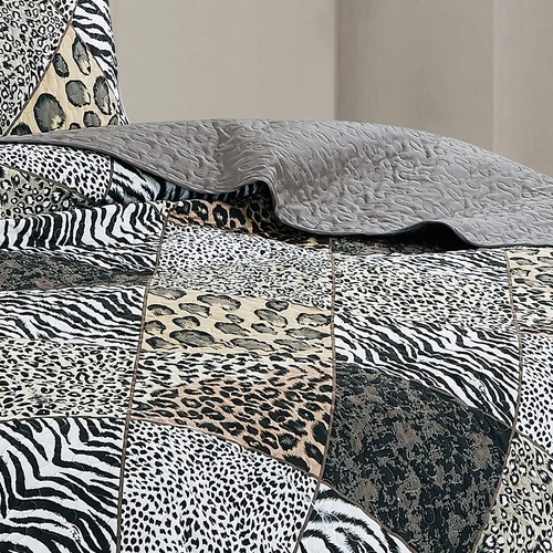 3 Piece Animal Print Bedspread Leopard Zebra Cheetah Printed Quilt Set Jungle... - 第 6/8 張圖片