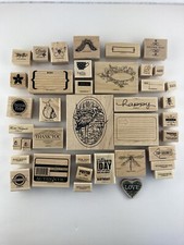 Wooden Rubber Stamp Lot Of 39 Celebration Thank You Holiday Bugs, Etc Art Craft
