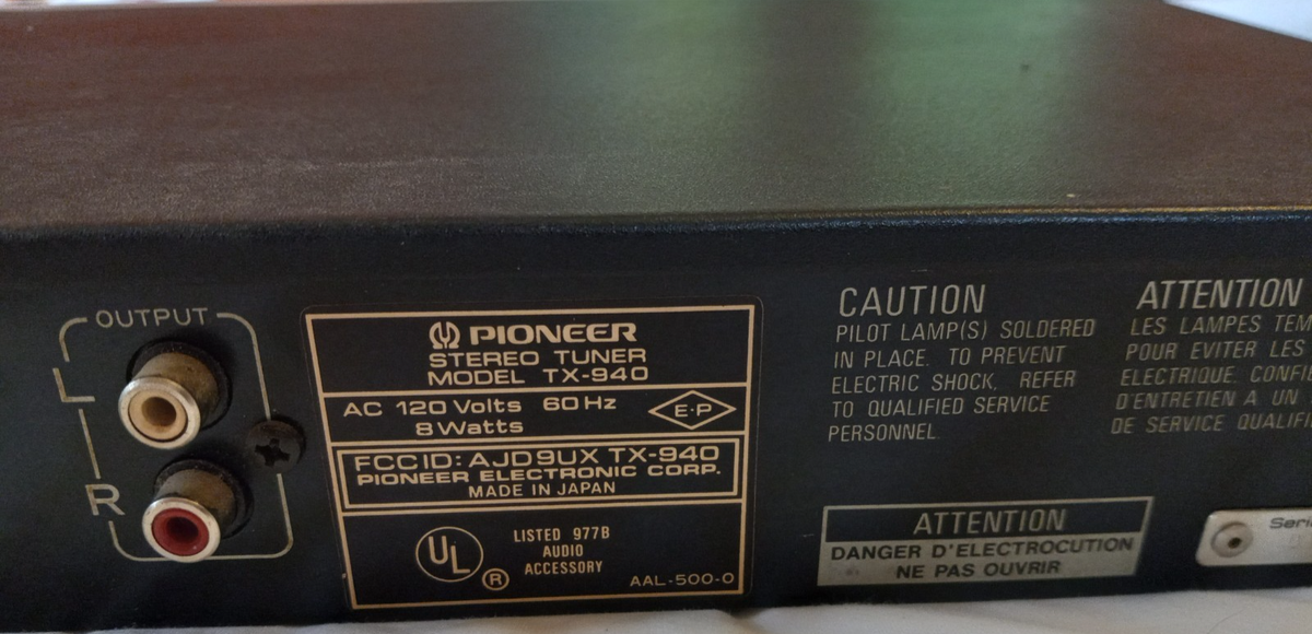 Pioneer TX-940 FM/AM Digital Synthesized Tuner, Tested & Working