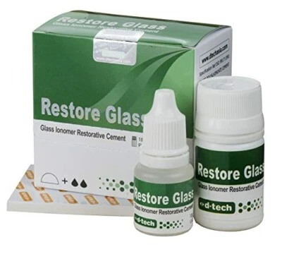 D TECH Dental Restore Glass GIC Type 2 Cement Pack - Powder 15g / Liquid 13g