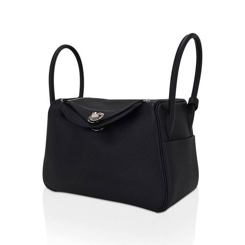 Hermes Mini Lindy Black Clemence Leather Bag Palladium Hardware New - Picture 4 of 12