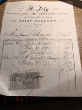 FACTURE MANUSCRITE AVEC Timbre Quittance 10c Pharmacien Joly A St Gaultier 1900