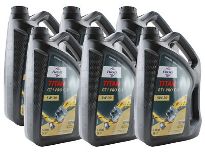 Fuchs 30 Liters TITAN GT1 PRO C-3 SAE 5W-30 Engine Oil 6 x 5L for Audi BMW MB VW