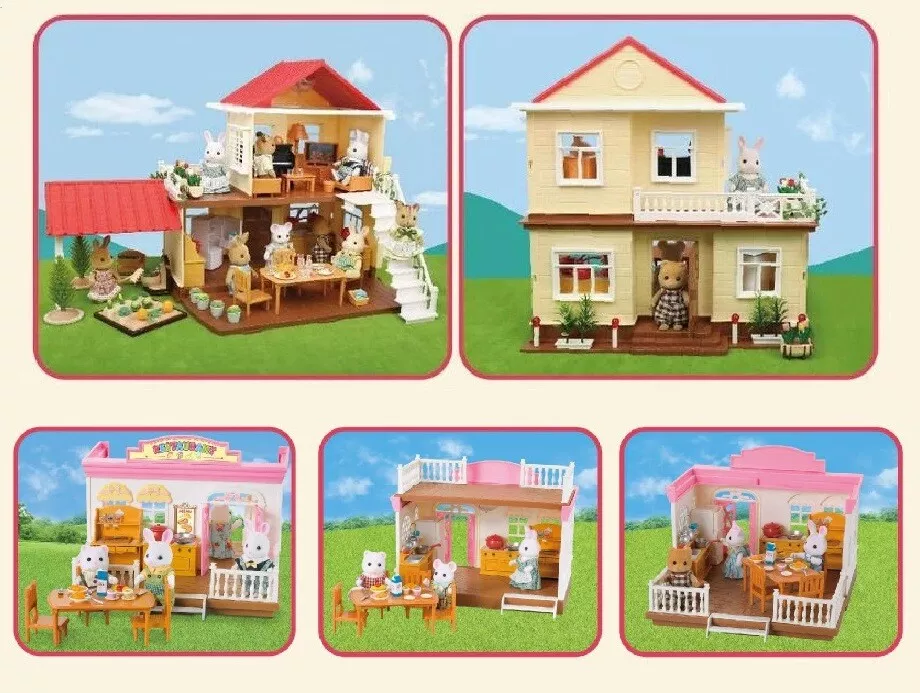 Dollhouses dolls and furniture for forest animal families for