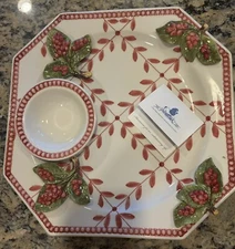 BEAUTIFUL VINTAGE ITALIAN HOLIDAY CHIP AND DIP PLATTER BY THE MANE LION