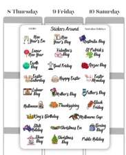 Australian Public Holidays Planner Sticker, Wacky Fun Holiday Sticker, Calendar