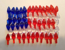 55 Med Red White Blue Twist Lights Bulbs For 4th Of July Ceramic Christmas Tree