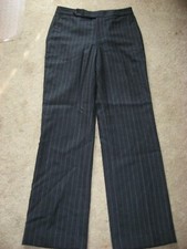 Women Charcoal Black Pinstriped CHAPS Lined Wool Pants 4